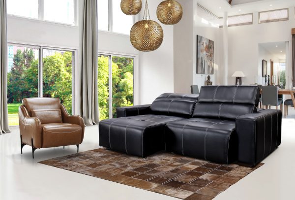 SOFA JACK 250CM CUERO NEGRO