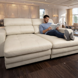 SOFA JOHN  230CM CUERO COLOR OFF WHITE