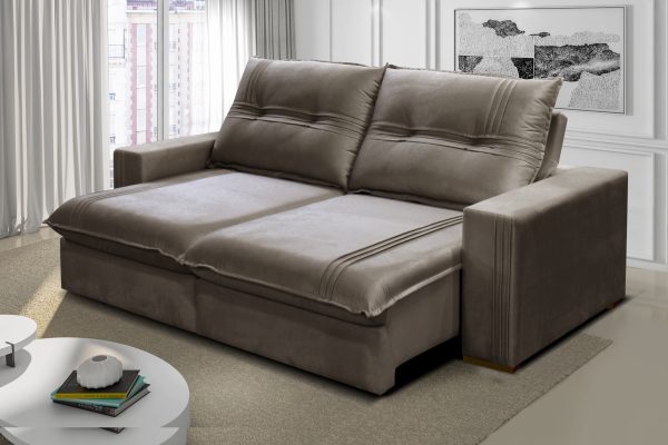 SOFA PETROPOLIS 230 CM COLOR TERCIOPELO CAFÉ