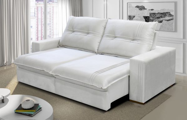 SOFA PETROPOLIS 250 CM COLOR TERCIOPELO BLANCO