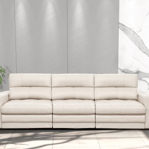 SOFA JOHN  290 CM CUERO COLOR BLANCO