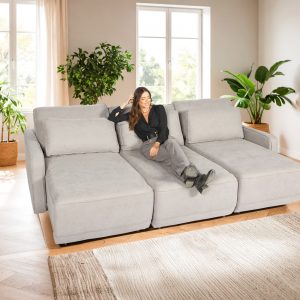 SOFA CAMA AWAY GRIS PERLA 3 MODULOS 268 CM